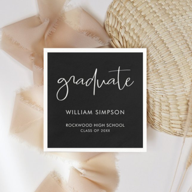 Modern Minimal Black & White Graduate  Napkins (Creator Uploaded)
