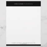 MODERN & MINIMAL Black/White Letterhead<br><div class="desc">Coordinates with the MODERN & MINIMAL Black/White Business Card Template by 1201AM. A professional & modern letterhead design with a black header and footer. © 1201AM CREATIVE</div>
