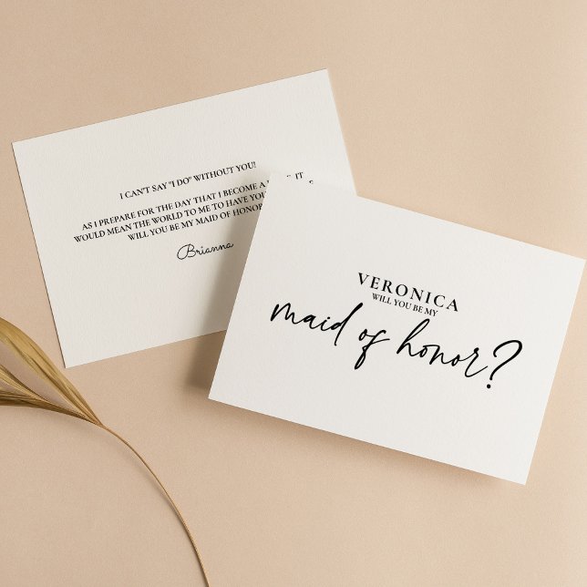 Modern Minimal Black White Maid of Honor Proposal (Creator Uploaded)