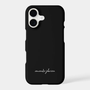 Modern Minimal Black & White Monogram Full Name iPhone 17 Case