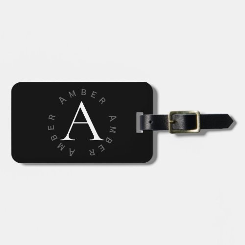 Modern Minimal Black  White Monogram Luggage Tag