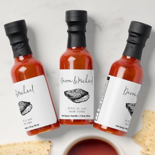 Modern Minimal Black White Oyster Bar Wedding Hot Sauces