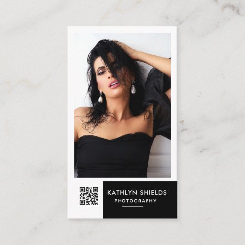 Modern Minimal Black White  photography Vertical  Business Card