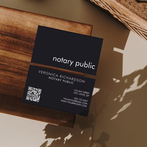 Modern Minimal Black  White Professional Notary   Business Card