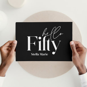 Modern minimal black & white simple 50th birthday invitation