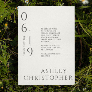 Modern Minimal Black & White Split Date Wedding Invitation