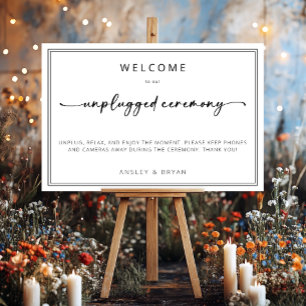 Modern Minimal Black White Unplugged Wedding Foam Board