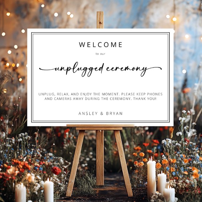 Modern Minimal Black White Unplugged Wedding Foam Board (Creator Uploaded)