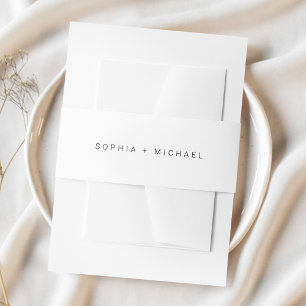 Modern Minimal Black White Wedding Invitation Belly Band