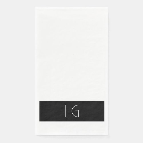 Modern Minimal Black White Wedding Monogram Paper Guest Towels