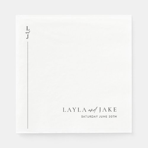 Modern Minimal Black White Wedding Napkins LAYLA