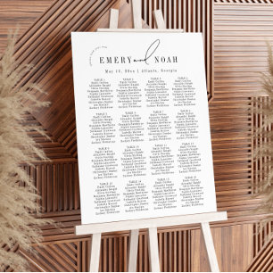 Modern Minimal Black White Wedding Seating Chart Foam Board