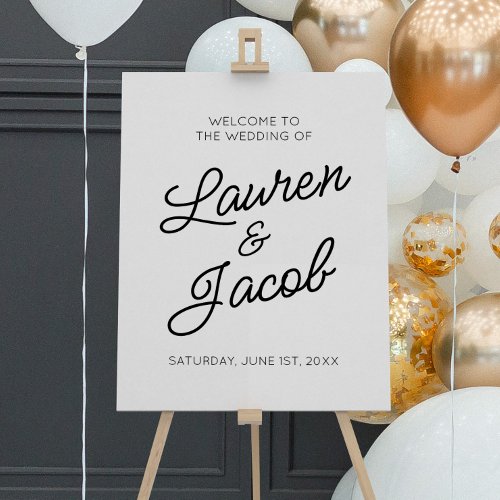 Modern Minimal Black White Wedding Welcome Sign