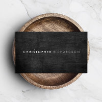 Modern Minimal Black Wood Masculine Rustic Business Card