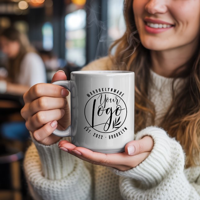 Modern Minimal black Your Logo Social Business Coffee Mug (Modern Minimal black Your Logo Social Business Coffee Mug)