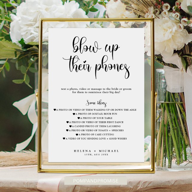 Modern Minimal Blow Up Their Phones Wedding Sign (Creator Uploaded)