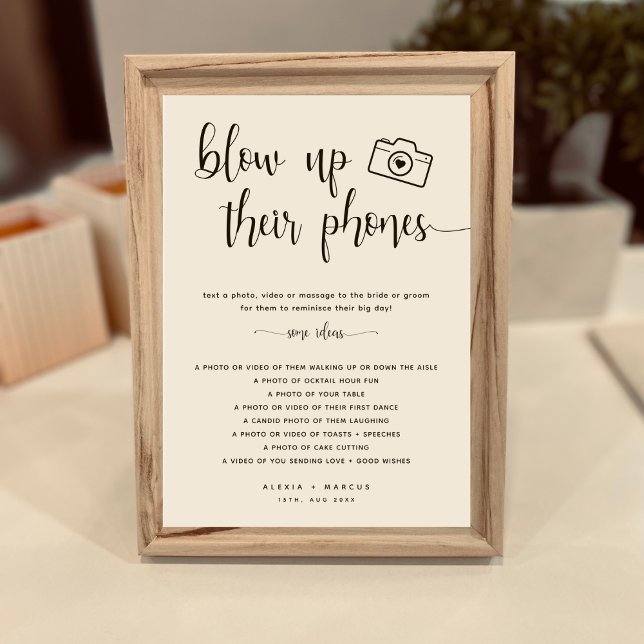 Modern Minimal Blow Up Their Phones Wedding Sign (Creator Uploaded)