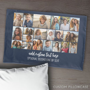 Modern Minimal Blue - 20 Photo Collage Pillow Case