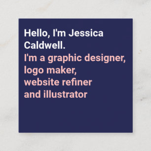 Modern minimal blue and pink simple graphic design square business card