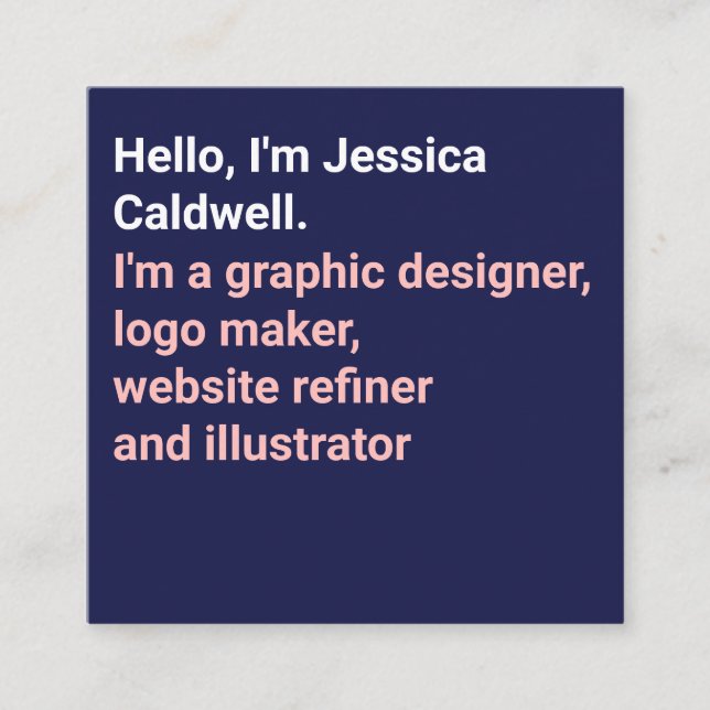 Modern minimal blue and pink simple graphic design square business card (Front)