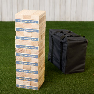 Modern Minimal Blue Custom Name Topple Tower