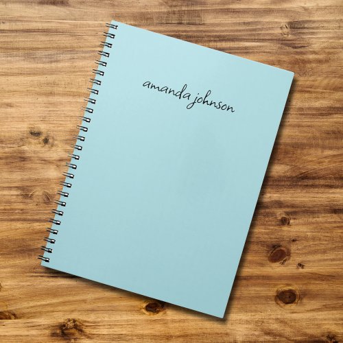 Modern Minimal Blue Monogram Add Full Name Notebook