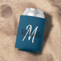 Modern Minimal Blue Monogram Name + Initial