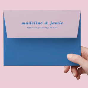 Modern Minimal Blue & Purple Personalized Wedding Envelope