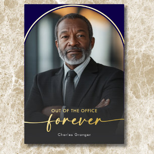 Modern Minimal Blue Retirement Party Foil Invitation