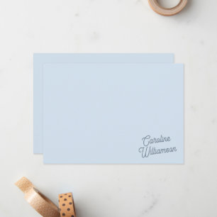 Modern Minimal Blue Script Personalized Stationery Note Card
