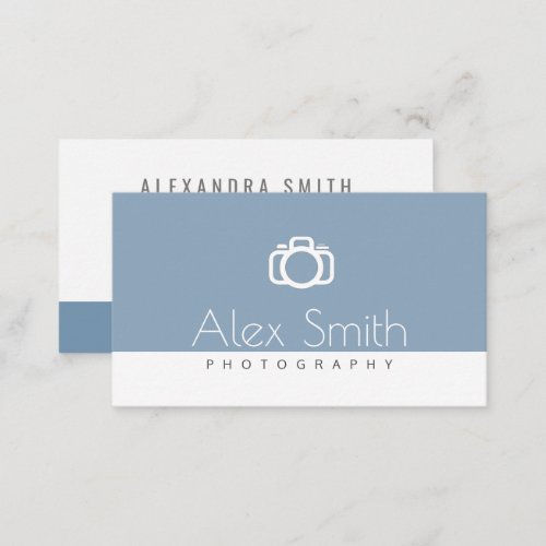 modern minimal blue simple text photography business card