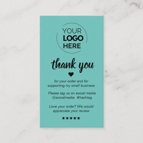 Modern Minimal Blue Thank You Supporting Small Business Card