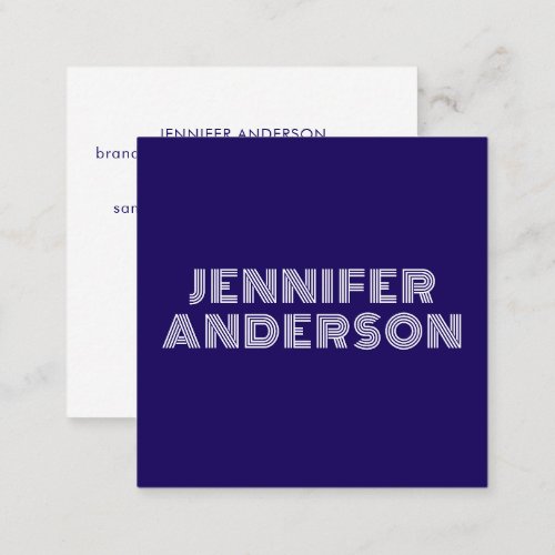 Modern Minimal Blue Typography Custom QR Code Square Business Card