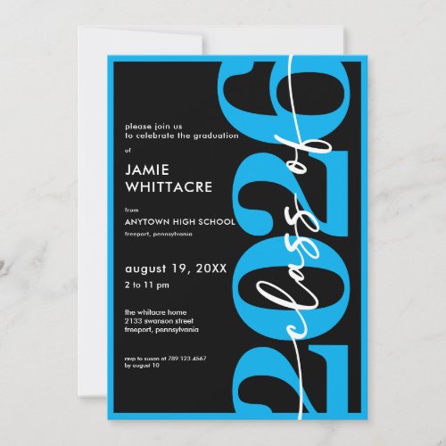 Modern Minimal Blue Typography Graduation Party