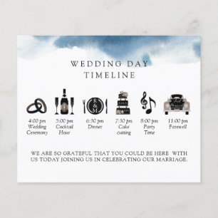 Modern, Minimal, Blue Wedding Timeline and Program