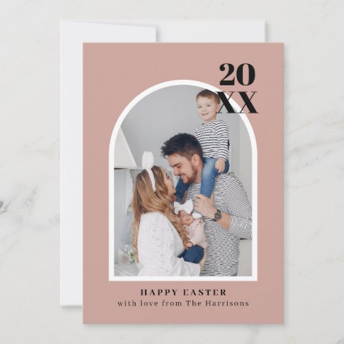 Modern Minimal Blush Arch Family Photo Easter Holiday Card