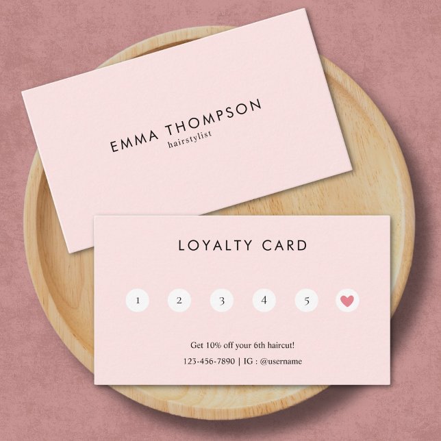 Modern Minimal Blush Pink Hairstylist Loyalty Card (Creator Uploaded)