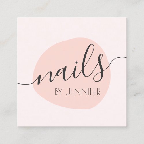 Modern minimal blush pink nails square business card