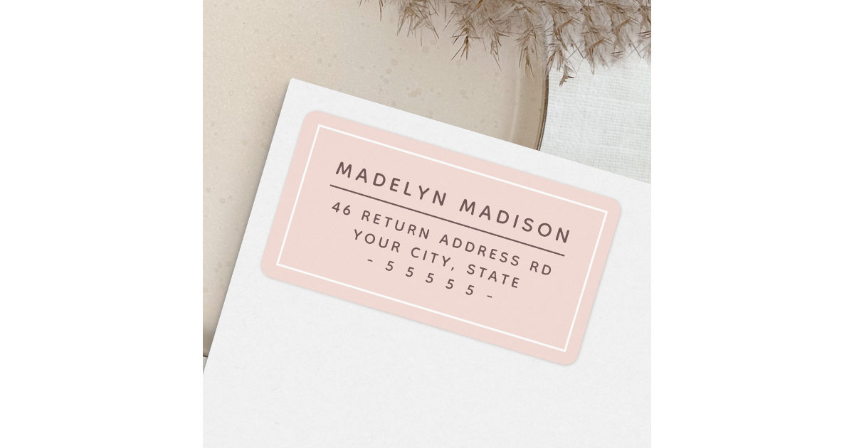 Modern Blush Pink Return Address Label | Zazzle