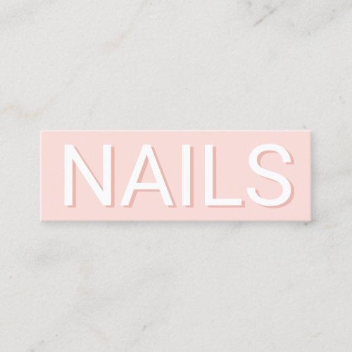 Modern minimal blush pink typography nails mini business card