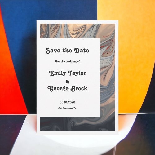 Modern Minimal Bohemian Artistic Abstract Wedding Save The Date