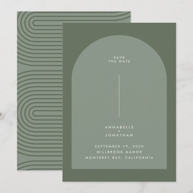 Modern minimal bohemian sage green geometric arch (Front/Back)