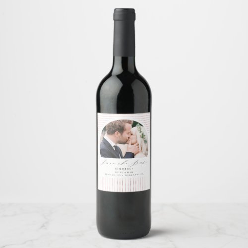 Modern Minimal Bohemian Save The Date Photo Wine Label