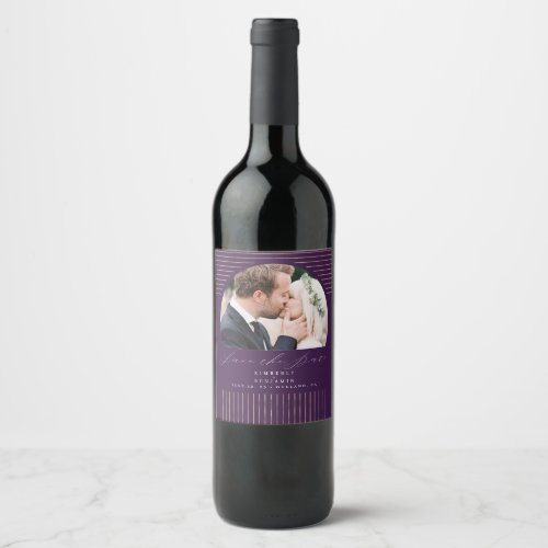 Modern Minimal Bohemian Save The Date Photo Wine Label