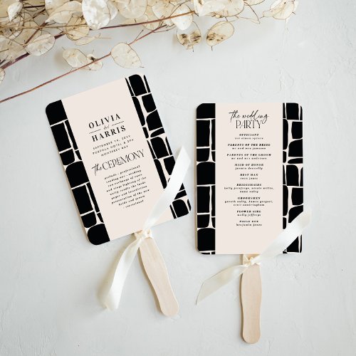 Modern minimal bold graphic black  white wedding hand fan