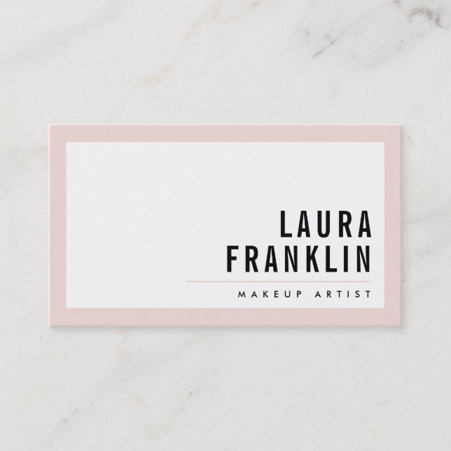 MODERN MINIMAL bold name blush pink black Business Card (Front)