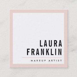 MODERN MINIMAL bold name blush pink black Square Business Card