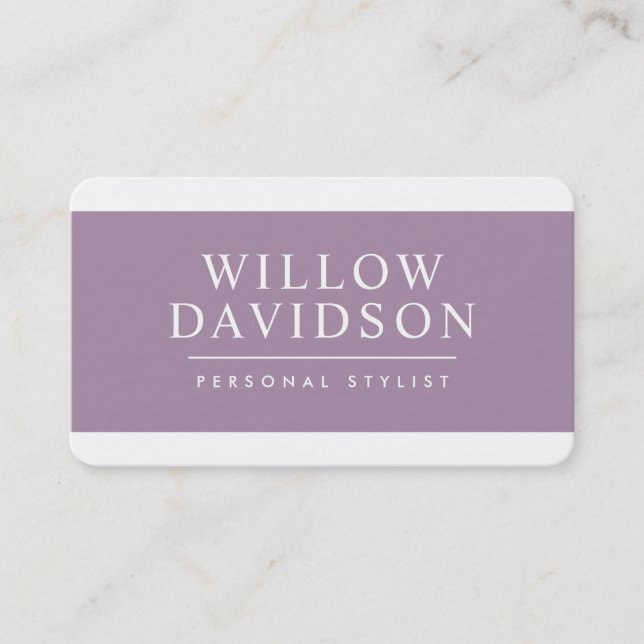 MODERN MINIMAL bold name mauve purple black Business Card (Front)