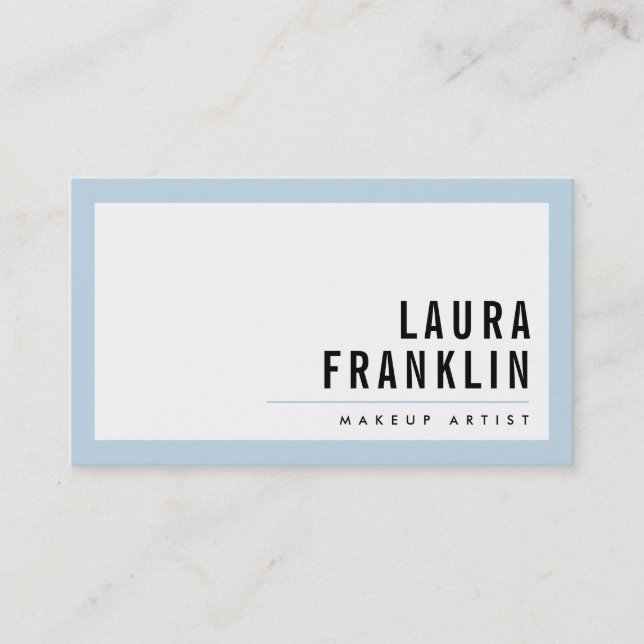 MODERN MINIMAL bold name pale baby blue black Business Card (Front)