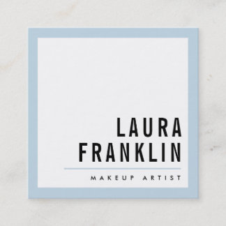 MODERN MINIMAL bold name pale baby blue black Square Business Card